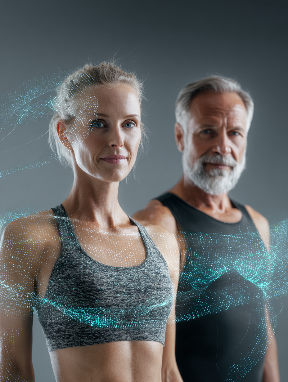Man and woman representing a data-driven wellness and performance focus