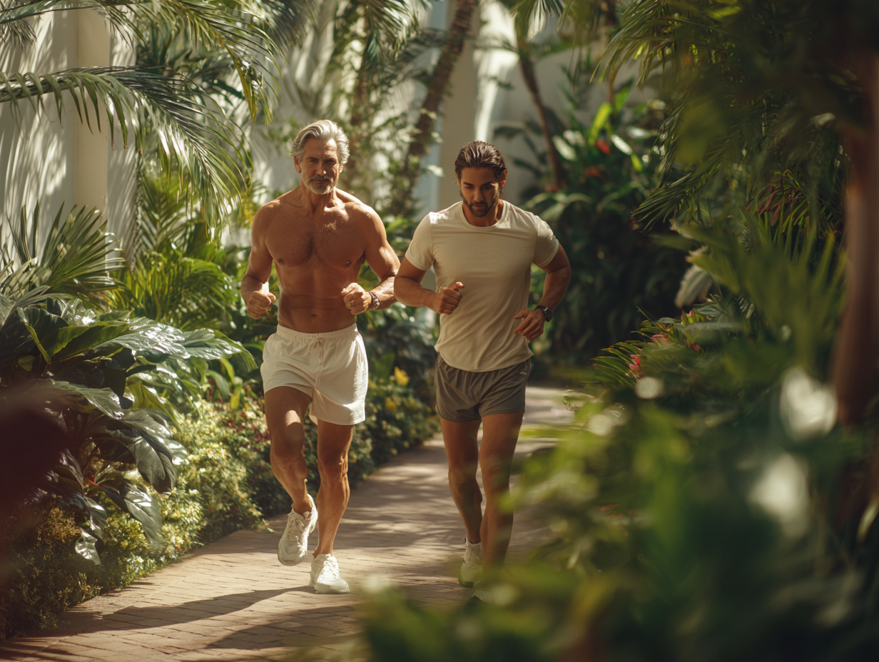 Men training outdoors in a high-performance wellness setting