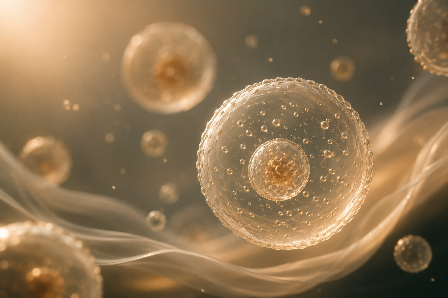 Microscopic exosome-like cellular spheres in warm light